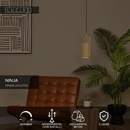 Lucide NINJA - Pendelleuchten - Ø 11,5 cm - 1xE27 - Gelb - USP